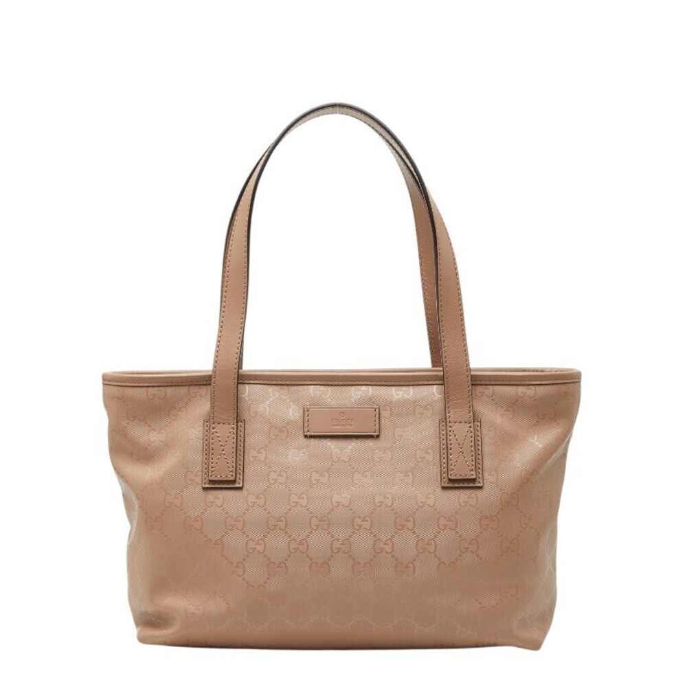 Gucci GG Imprime Tote Bag Handbag Shoulder Beige Cream Calf Leather